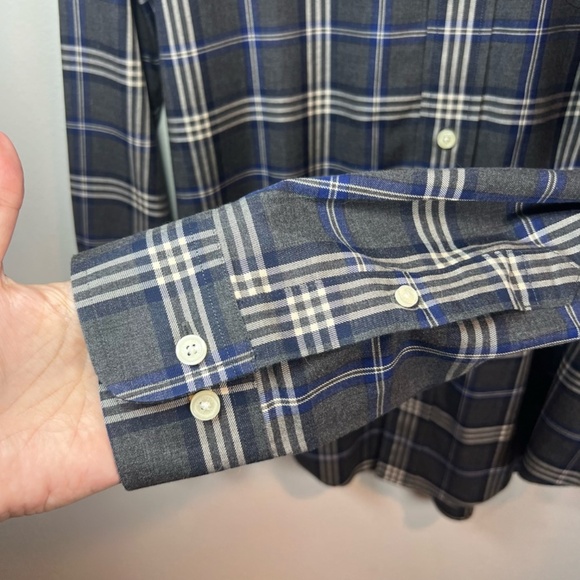 Brooks Brothers Mens Regent Button Up Shirt Gray Blue Plaid Casual Preppy Medium - Picture 4 of 11
